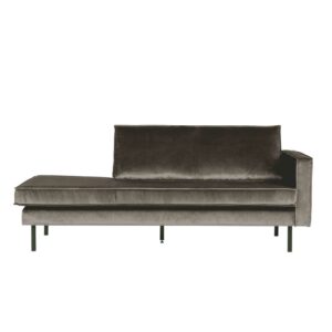 Basilicana Sofa Recamiere in Taupe Samtbezug Retro Style