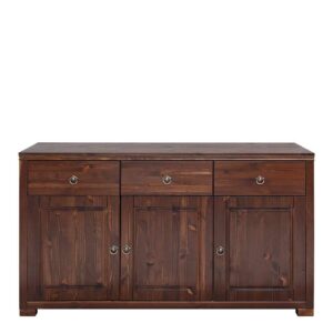 Massivio Dunkelbraunes Sideboard aus Kiefer massiv lackiert Landhaus Design