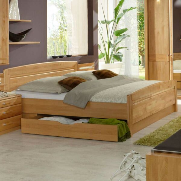 Franco Möbel Doppelbett aus Erle Teilmassiv Bettkasten