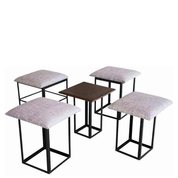 Möbel4Life Sitzhocker Set und Beistelltisch in Graubraun und Schwarz modern (fünfteilig)