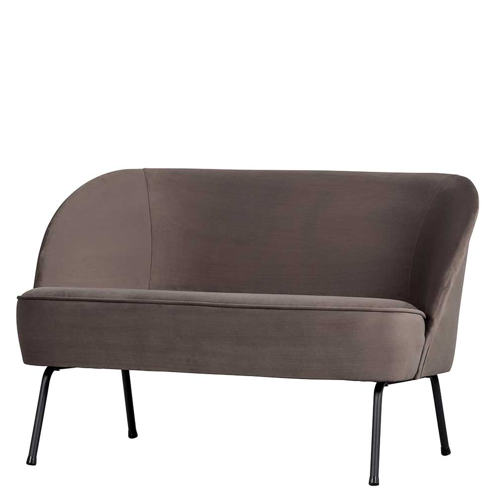 Basilicana Retro Zweisitzer Sofa aus Samt und Metall Hellbraun und Schwarz