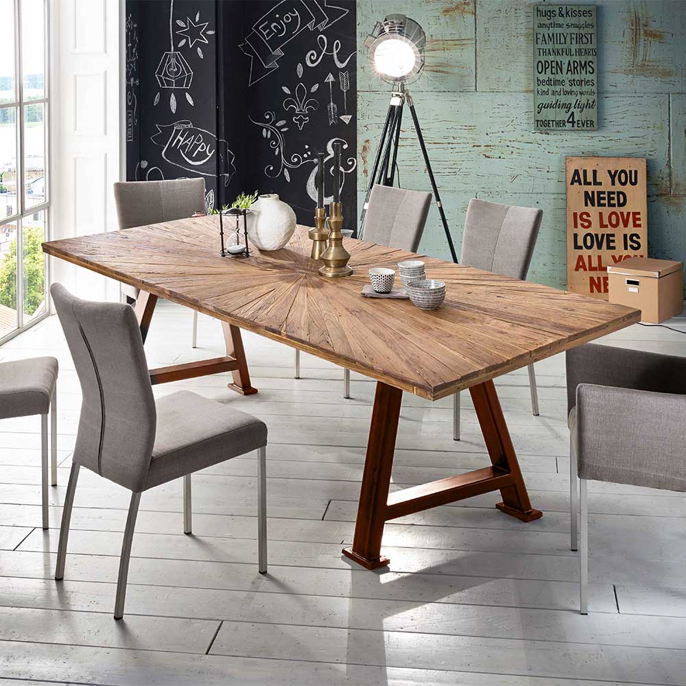 Möbel Exclusive Altholztisch aus Teak Massivholz Eisen