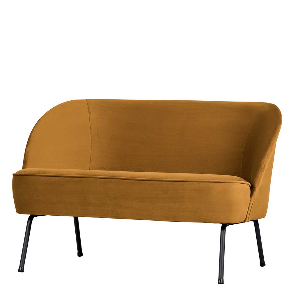 Basilicana Zweisitzer Sofa in Senf Gelb Vierfußgestell aus Metall
