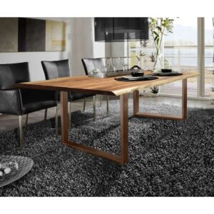 Möbel Exclusive Unikater Tisch aus Akazie Massivholz & Metall Baumkante
