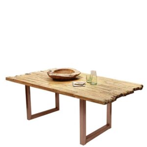Möbel Exclusive Küchentisch Recyclingholz aus Teak Metallbügelgestell Braun