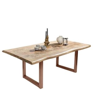 Möbel Exclusive Industriestil Tisch mit Baumkante Platte Mangobaum Massivholz
