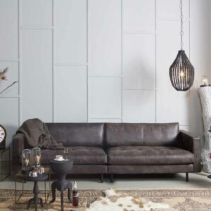 Basilicana 3 Sitzer Sofa aus Recycling Leder Schwarz