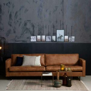 Basilicana Design Couch in Cognac Braun Recycling Leder