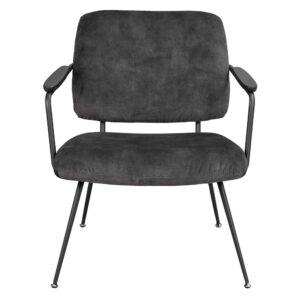TopDesign Lounge Sessel in Grau Samt Vierfußgestell aus Metall