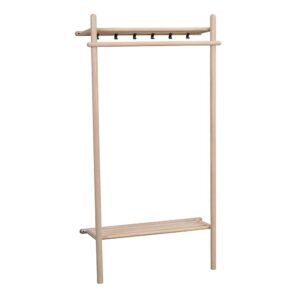 TopDesign Holzgarderobe aus Eiche White Wash massiv Hutablage und Schuhrost