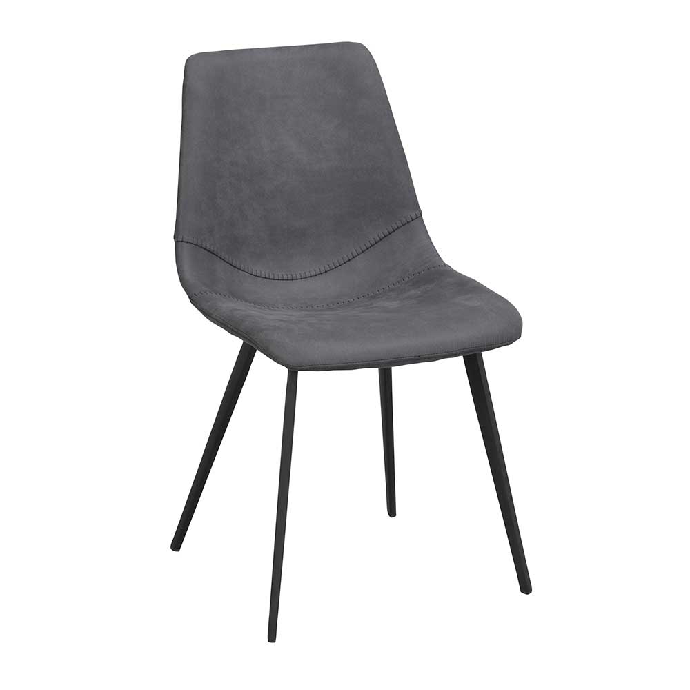 TopDesign Esstisch Stühle in Grau Microfaser Gestell aus Metall (2er Set)