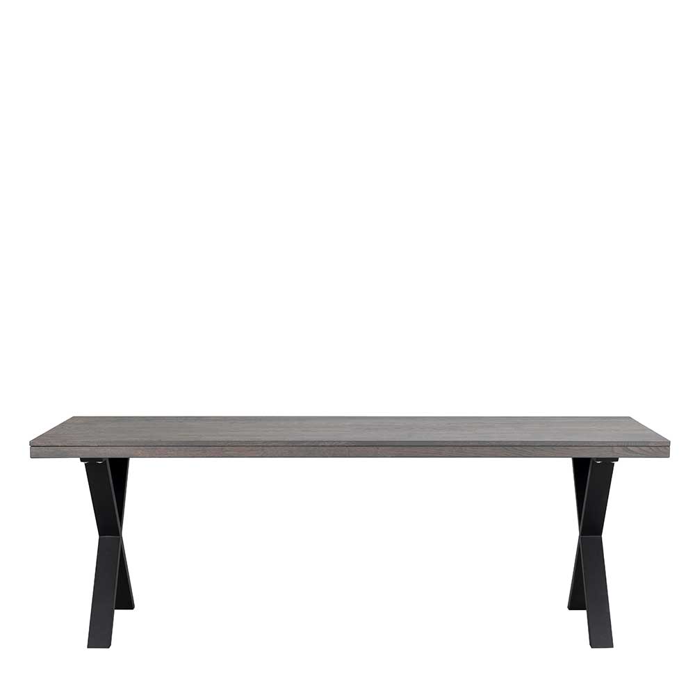 TopDesign Esszimmer Tisch aus Eiche Massivholz Rauchfarben und Schwarz