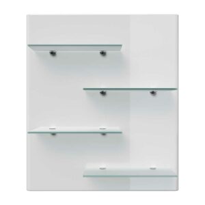 Möbel4Life Hochglanz Wandpaneel in Weiß vier Glasböden