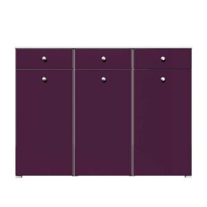 Möbel4Life Hochglanz Schuh Sideboard in Violett und Weiss Metallgriffen