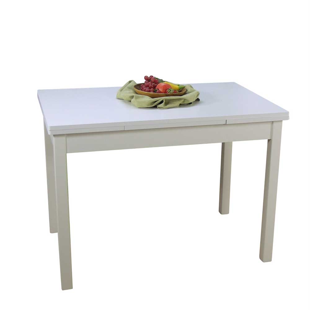 Möbel4Life Rechteckiger Küchentisch mit zwei Einlegeplatten Weiß