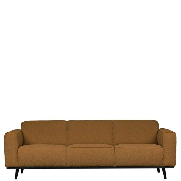 Basilicana Dreisitzer Sofa in Bernsteinfarben Stoff Armlehnen