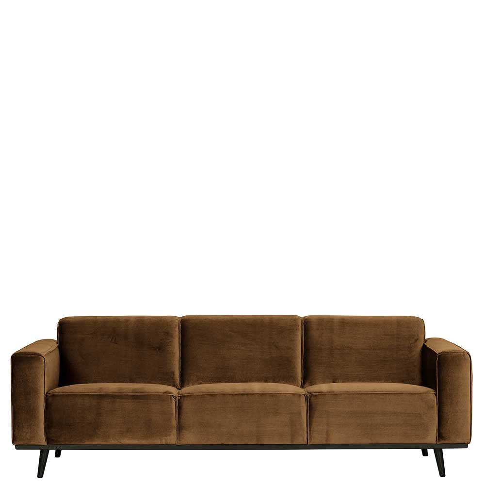 Basilicana Couch in Honigfarben Samt 230 cm breit