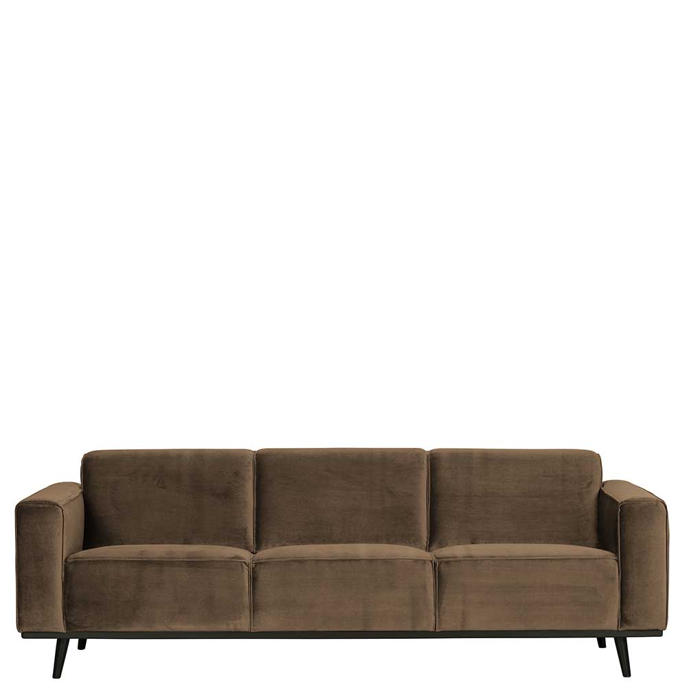 Basilicana Dreisitzer Couch in Taupe Samt 230 cm breit