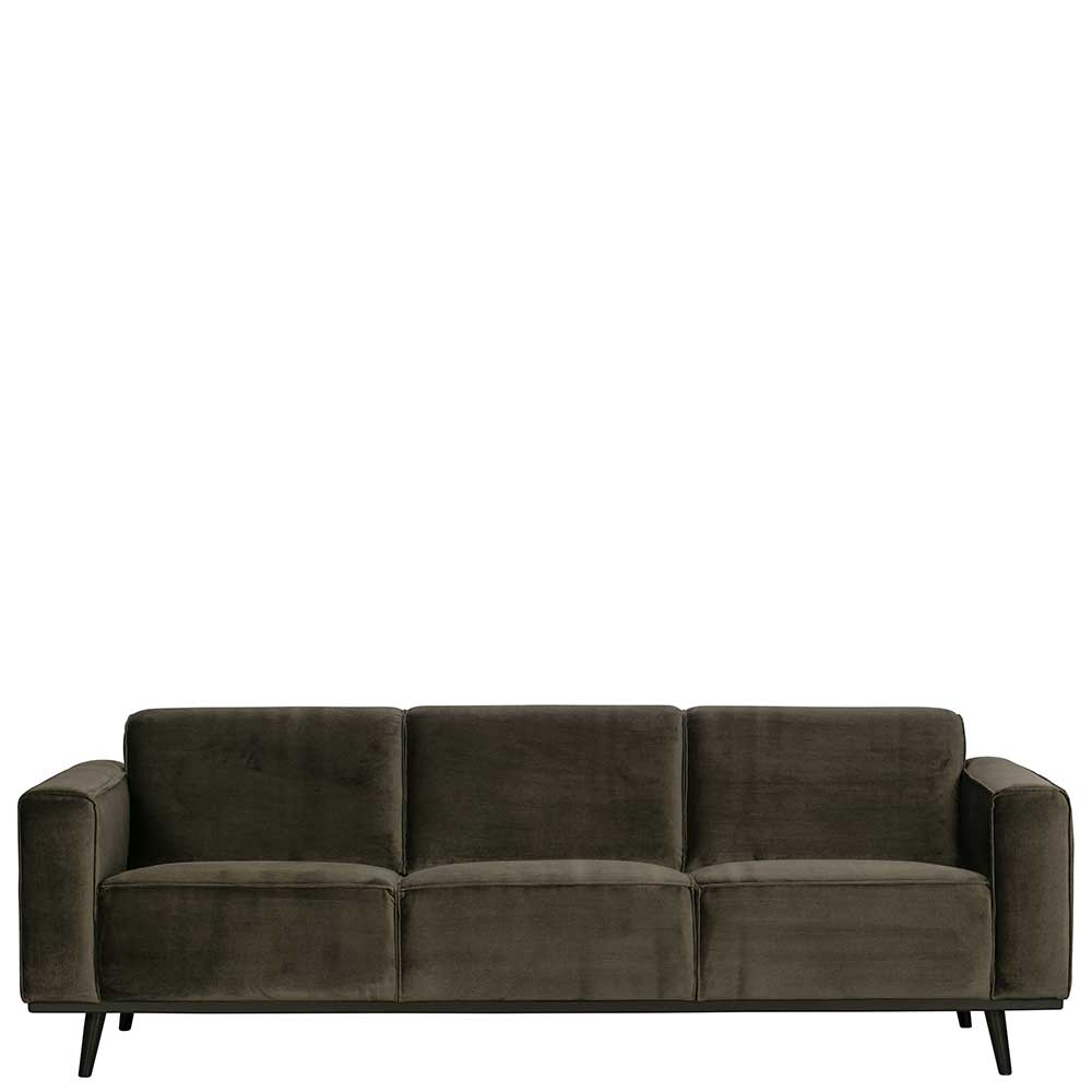 Basilicana 3er Sofa in Dunkelgrün Samt 230 cm breit
