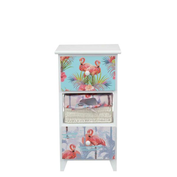 Möbel4Life Kleine Kommode in Weiß massiv Flamingo Motiven