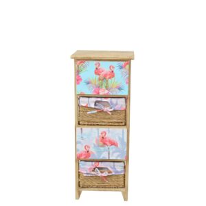 Möbel4Life Schubkastenkommode aus Paulownia Massivholz Flamingo Motiven