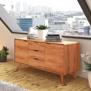 Basilicana Massivholz Sideboard aus Kernbuche geölt Grifflöchern