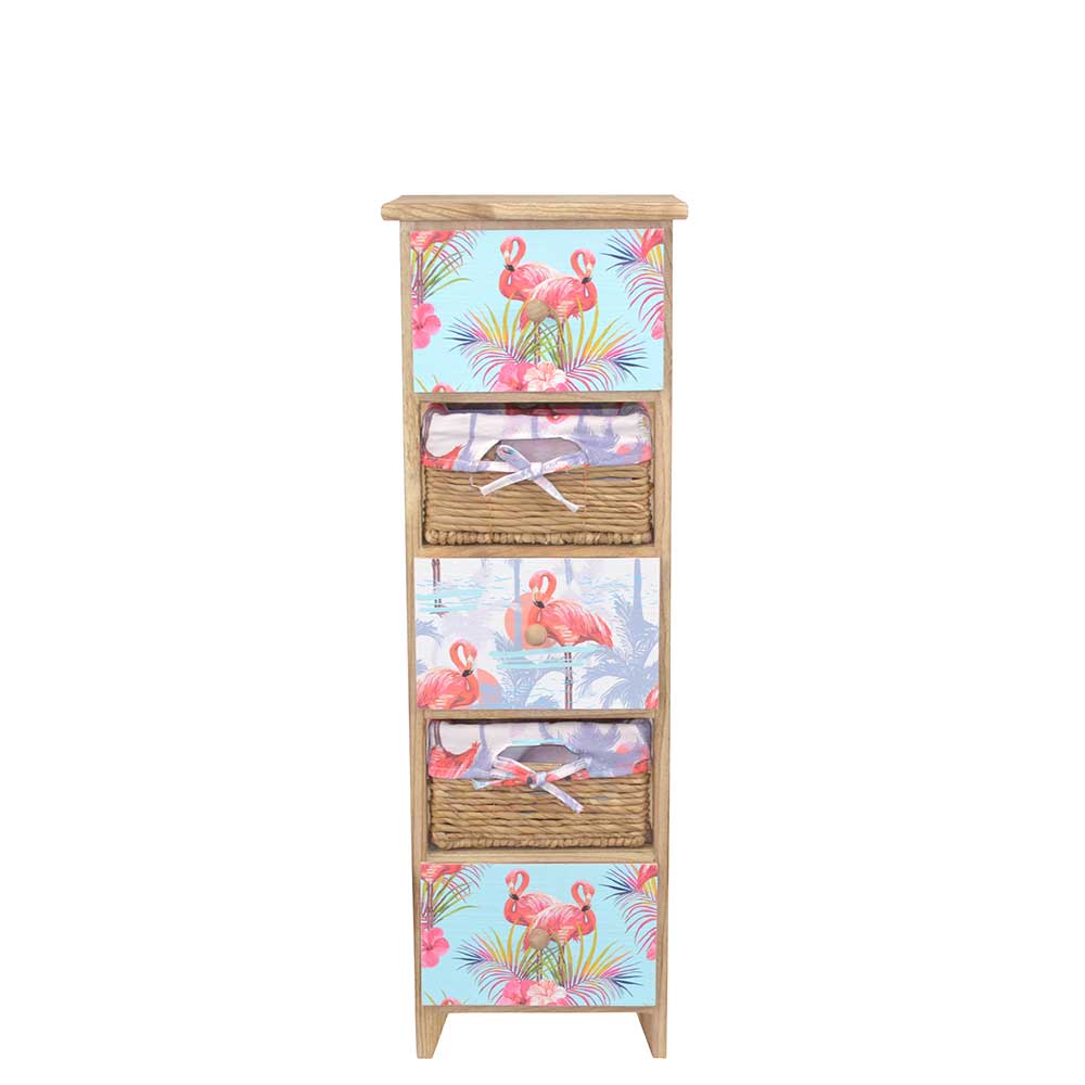 Möbel4Life Holzkommode im Flamingo Design 30 cm breit