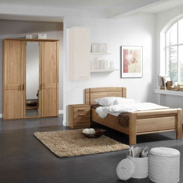 Franco Möbel Schlafzimmermöbel Set aus Eiche Teilmassiv Teilmassiv (dreiteilig)