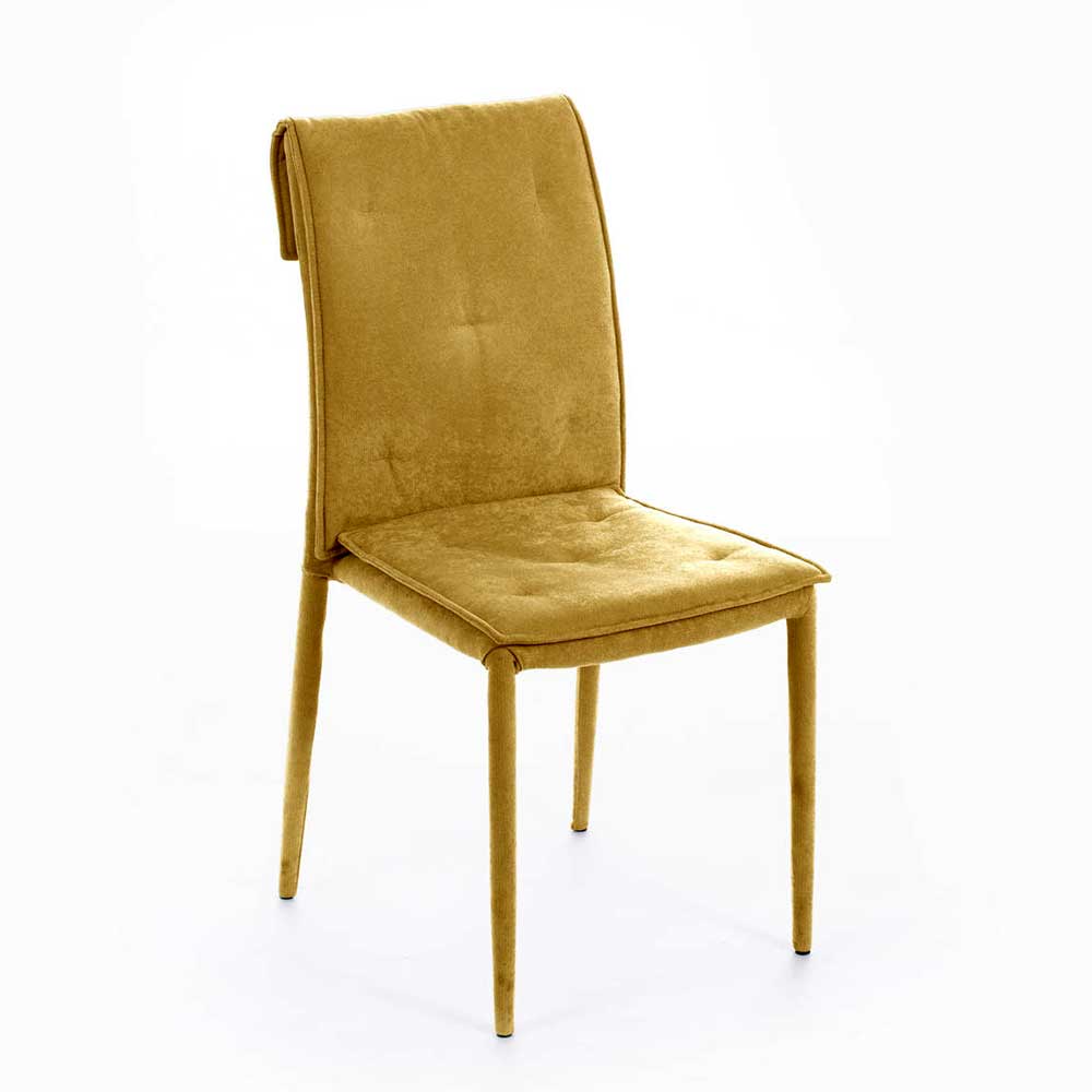 Basilicana Esstisch Stühle in modernem Design Microfaser in Gelb (4er Set)