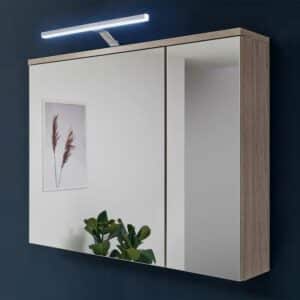 Brandolf Badschrank Spiegel mit LED Beleuchtung Korpus Eichefarben