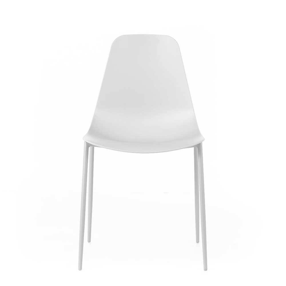 Basilicana Esstisch Stühle in Weiß Kunststoff & Metall (4er Set)