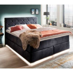 Homedreams Boxspring Bett mit LED Beleuchtung 58 cm Einstiegshöhe