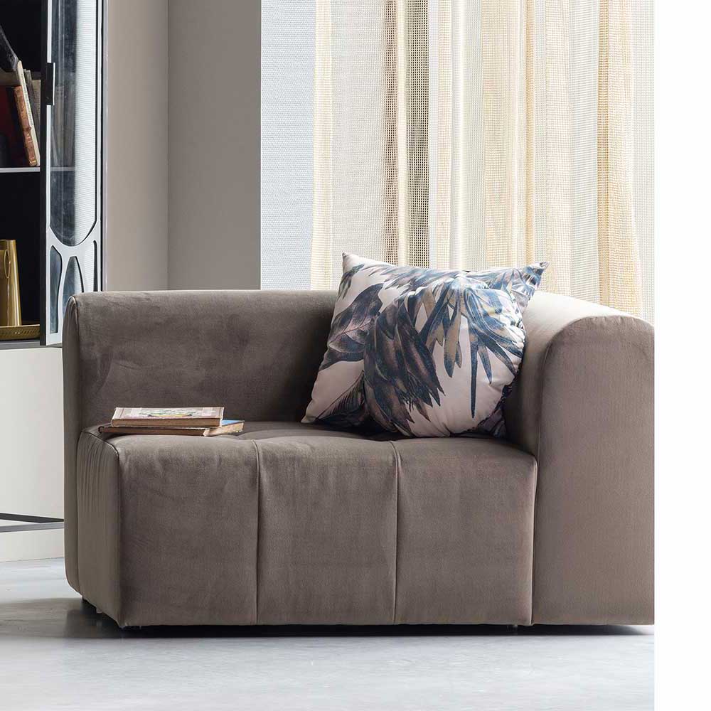 Basilicana Einsitzer Sofa Samt in Taupe Armlehne rechts