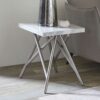 Rubin Möbel Beitisch mit weißer Marmorplatte Vierfußgestell aus Edelstahl