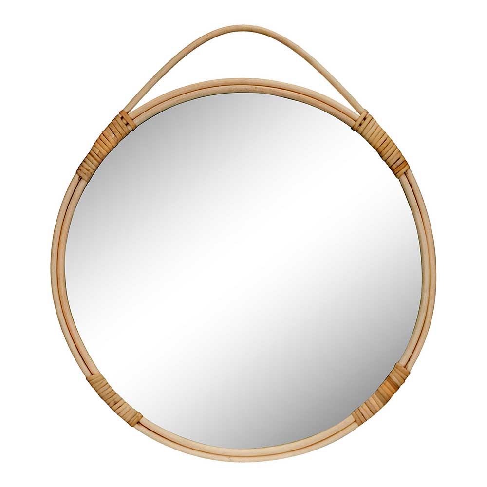 4Home Rattan Garderoben Spiegel im Skandi Design 50 cm breit