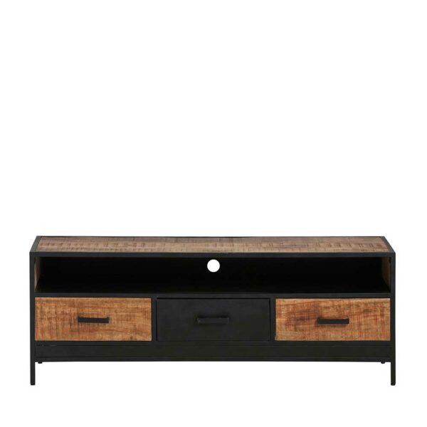 Möbel Exclusive Industriestil TV Board aus Mangobaum Massivholz Metall