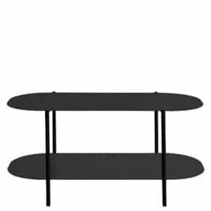Möbel4Life Sofatisch Metall schwarz mit ovaler Tischplatte 100 cm breit