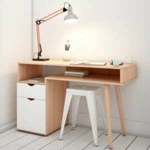 Möbel4Life Bürotisch zweifarbig im Skandi Design Eichefarben und Weiß