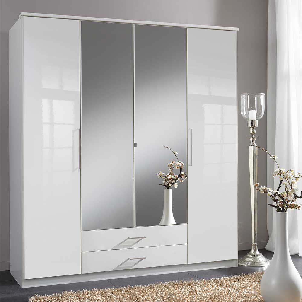 Star Möbel Drehtürschrank mit Spiegeln Weiß 179 cm breit 199 cm hoch