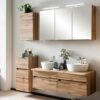 Star Möbel Badmöbelset Landhausstil mit zwei Becken LED Beleuchtung (vierteilig)
