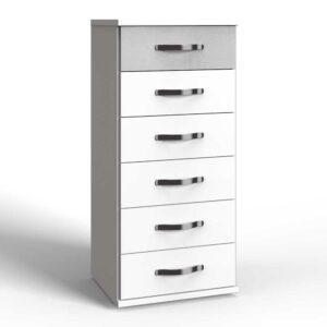 Star Möbel Kommode zweifarbig mit sechs Schubladen 106 cm hoch - 46 cm breit