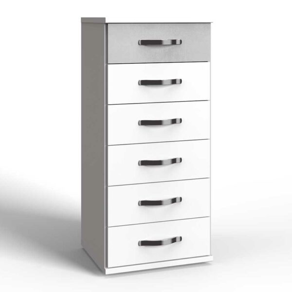 Star Möbel Kommode zweifarbig mit sechs Schubladen 106 cm hoch - 46 cm breit