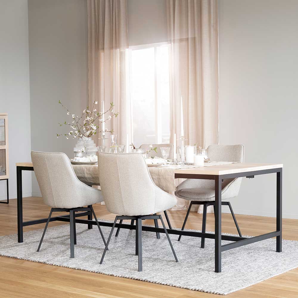 TopDesign Esszimmer Sitzgruppe mit vier Sitzplätzen Beige (fünfteilig)