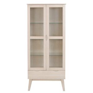 TopDesign Vitrine in Eiche White Wash teilmassiv 185 cm