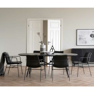 TopDesign Tischgruppe mit Keramik Plattenoberfläche Schwarz (siebenteilig)