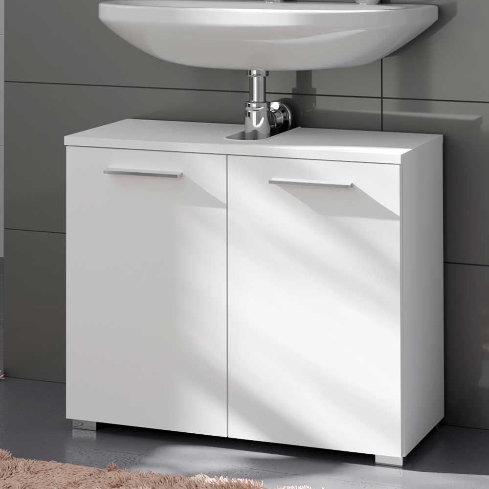 Möbel4Life Waschtischunterbau weiß in modernem Design zwei Drehtüren