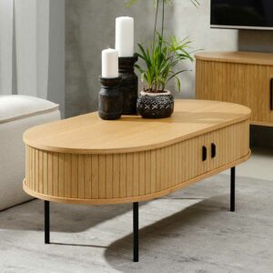 TopDesign Ovaler Wohnzimmer Tisch im Skandi Design 120 cm breit