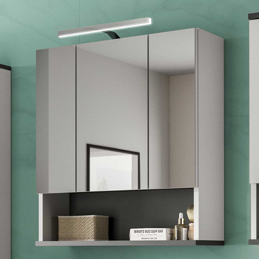 Möbel4Life Badspiegelschrank in Anthrazit und Weiss Variante mit LED Beleuchtung