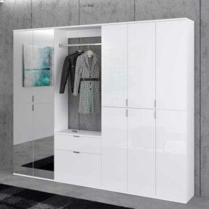 Möbel4Life XL Garderoben Set 213 cm breit Weiß Hochglanz (vierteilig)