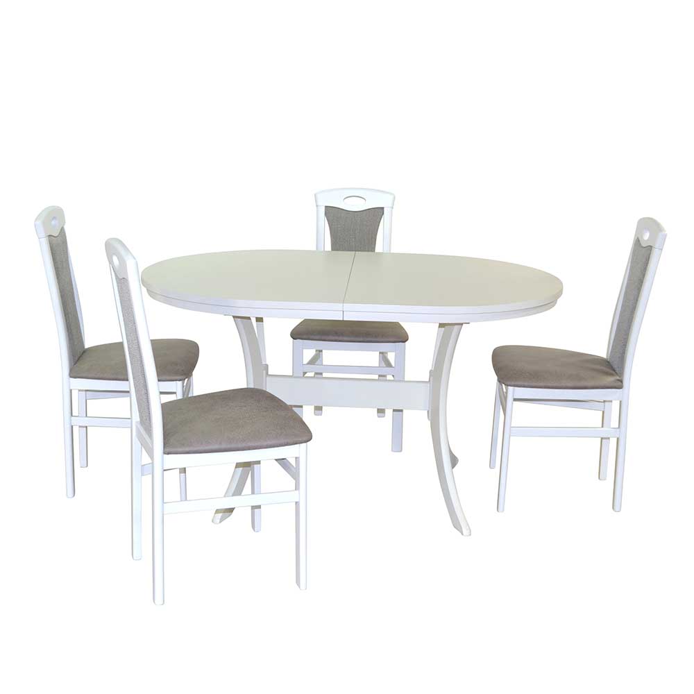 Möbel4Life Sitzgarnitur klassisch in Weiß Hellgrau (fünfteilig)